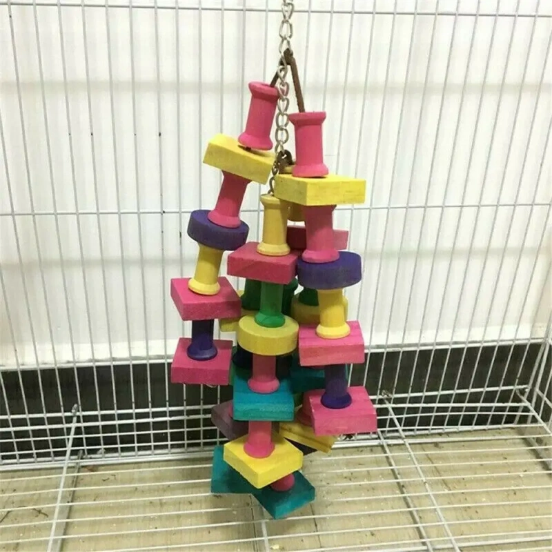 1pcs Parrot Chewing Toy Bird Parrot Blocks Knots Tearing Toy Bird Cage Bite Toy For African Grey Macaws Cockatoos