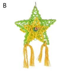 Natural Bamboo Rattan/Paper Weaving Cage Pet Bird Chewing Toys Parrot Cage Foraging Shredder Home Hanging Decoration