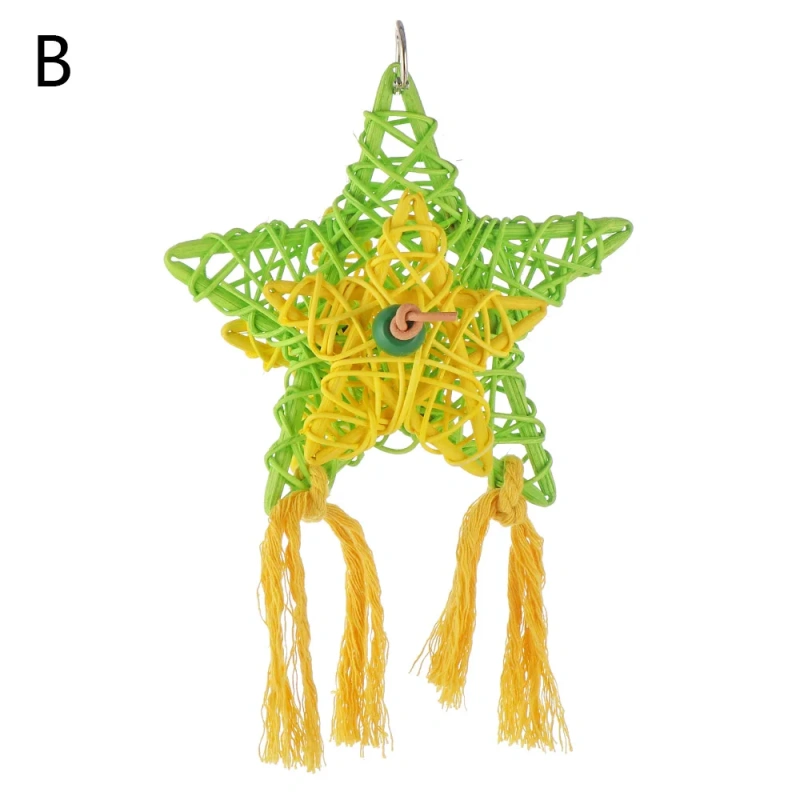 Natural Bamboo Rattan/Paper Weaving Cage Pet Bird Chewing Toys Parrot Cage Foraging Shredder Home Hanging Decoration