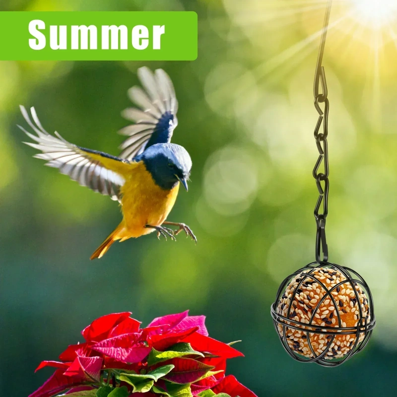 Metal Bird Feeder Set with Hanging Chain, Squirrel Proof Bird Feeders, Outdoor Garden, Hummingbird Feeders, 4Pcs