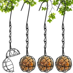 Metal Bird Feeder Set with Hanging Chain, Squirrel Proof Bird Feeders, Outdoor Garden, Hummingbird Feeders, 4Pcs