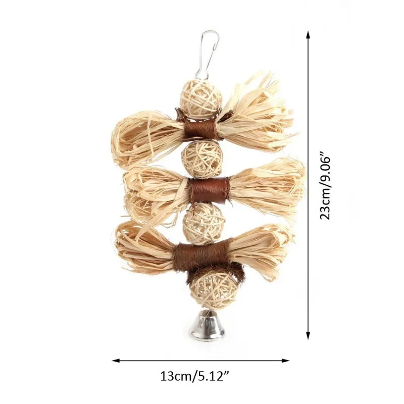 Natural Parrot Chew Toy for Pet Bird Macaw Parakeet Lovebird Bite Swing Cage Toy Loofah Vine Ball Cage Bird Hanging Accessories