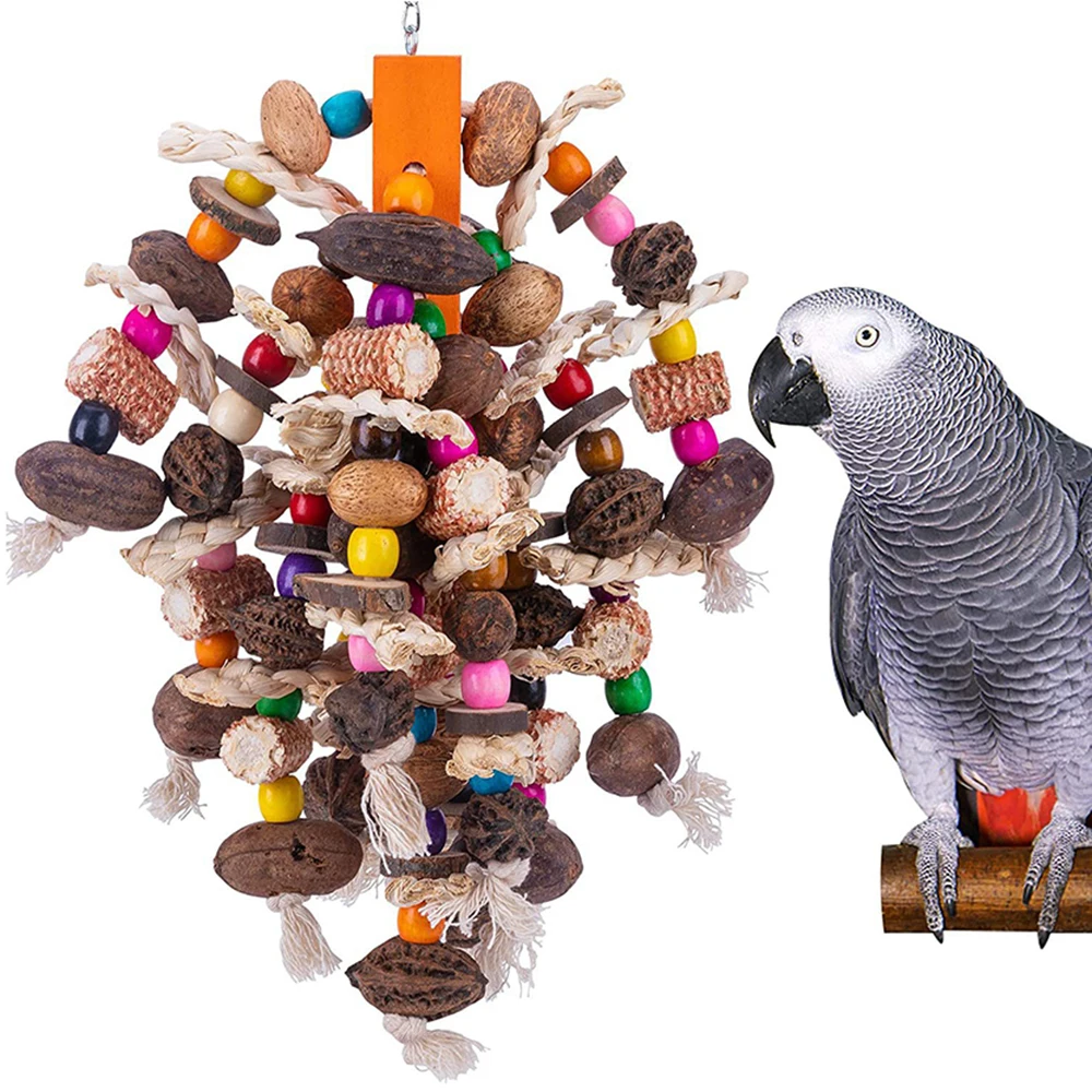 Panda-souce.com | Large Parrot Chewing Toys Wooden Bird Cage Toy ...