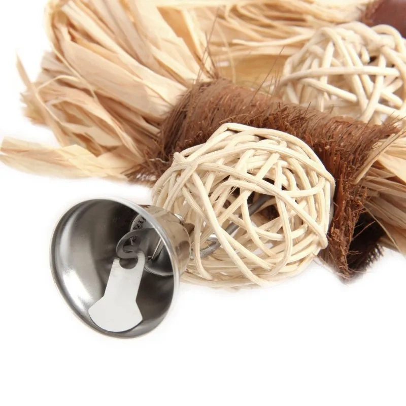 Natural Parrot Chew Toy for Pet Bird Macaw Parakeet Lovebird Bite Swing Cage Toy Loofah Vine Ball Cage Bird Hanging Accessories