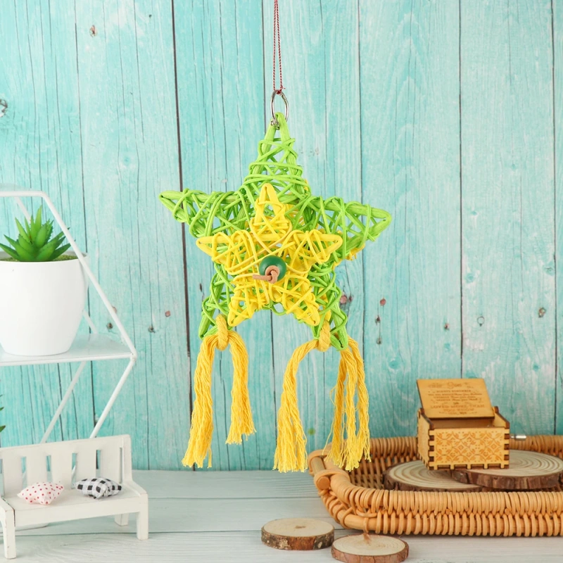 Natural Bamboo Rattan/Paper Weaving Cage Pet Bird Chewing Toys Parrot Cage Foraging Shredder Home Hanging Decoration