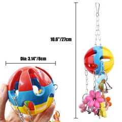 Bird Parrot Toy Colorful Bird Ball with Bell for Cage Bird Chew Toy Playing Training Ball Hanging Toy for Small Parakeets