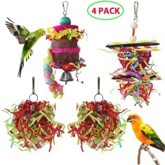 4PC Bird Toys Parrot Accessories Chewing Toys צעצועים Cage Hanging Christmas Articles Pour