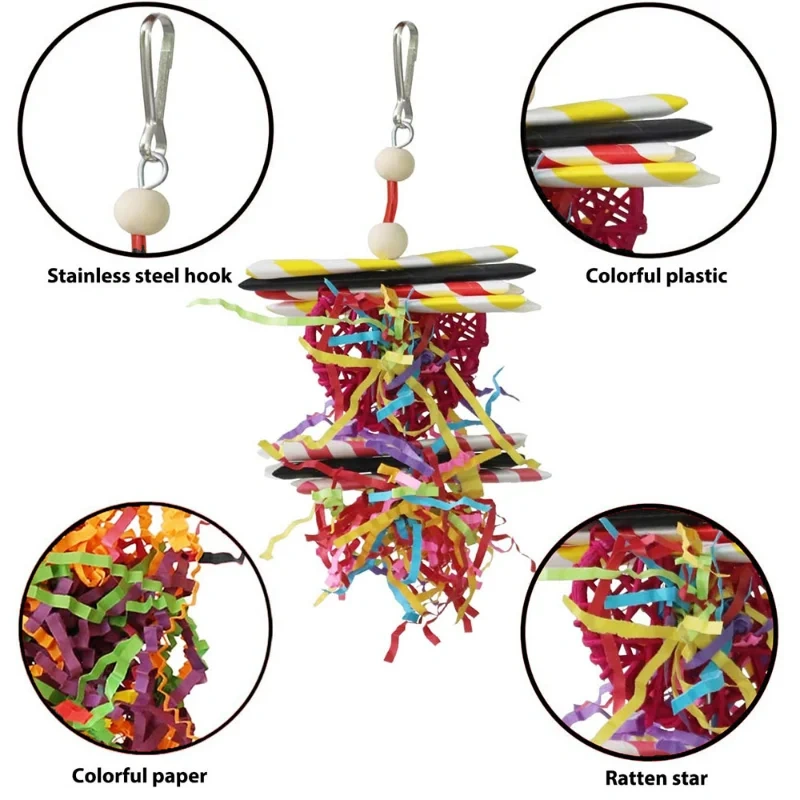 4PC Bird Toys Parrot Accessories Chewing Toys צעצועים Cage Hanging Christmas Articles Pour Animaux De Compagnie Vogel Speelgoed