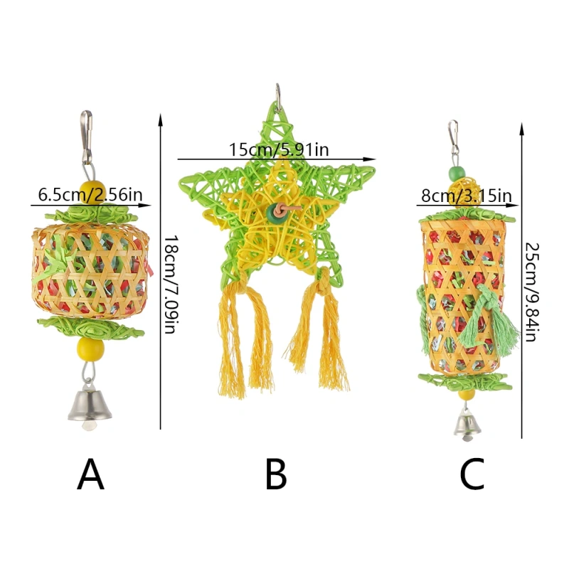 Natural Bamboo Rattan/Paper Weaving Cage Pet Bird Chewing Toys Parrot Cage Foraging Shredder Home Hanging Decoration