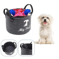 2024 New Pet Toy Storage Basket Bin Large Capacity Foldable Dog Cat Clothes Snacks- Sundries Box with Reinforced Pet Supplies