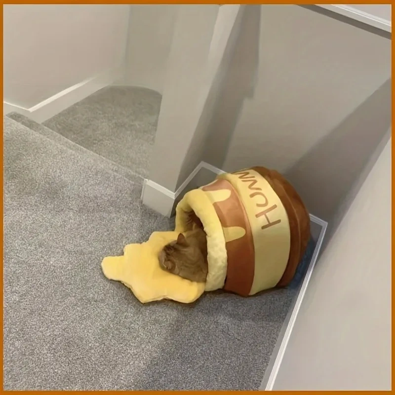 Honey Pot Cat Bed - Comfortable Memory Foam Pet Furniture with Removable Cushion - Stylish and Washable Cat Bed for Small