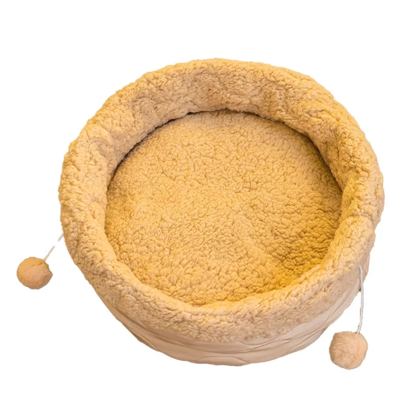 Cat Bed Round Plush Fluffy Hooded Cat Bed Cave, Cozy for Indoor Cats or Small Dog beds, Doughnut Calm Anti-nxiety Dog Bed