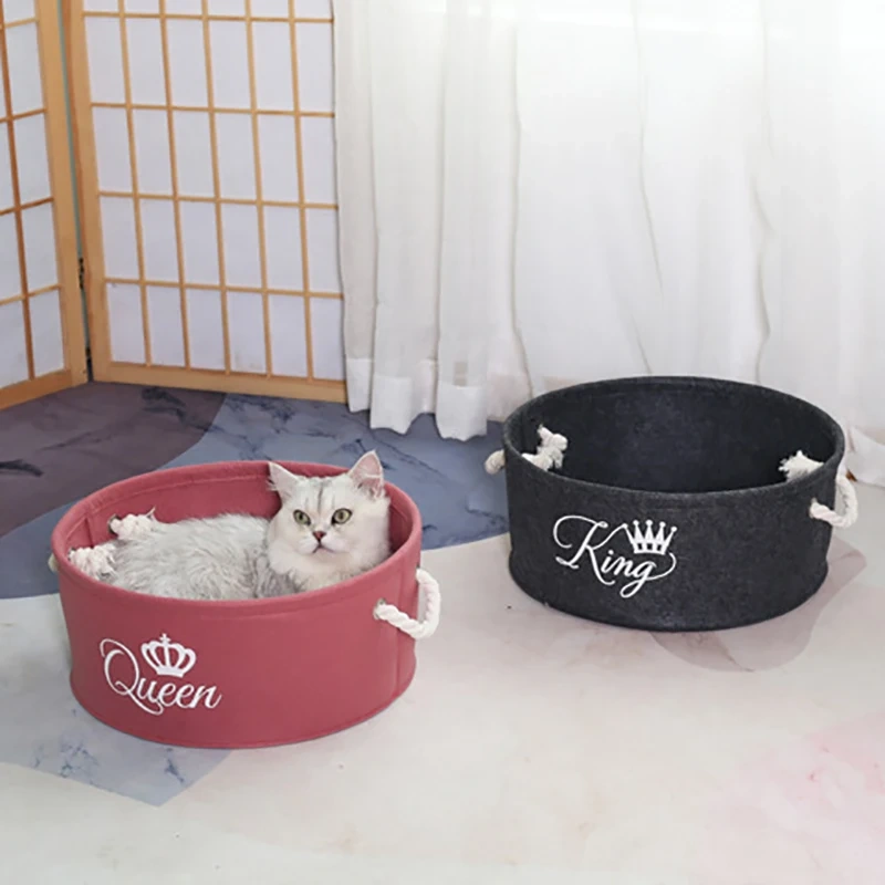 Hot selling fashion Round Collapsible Felt Storage Box