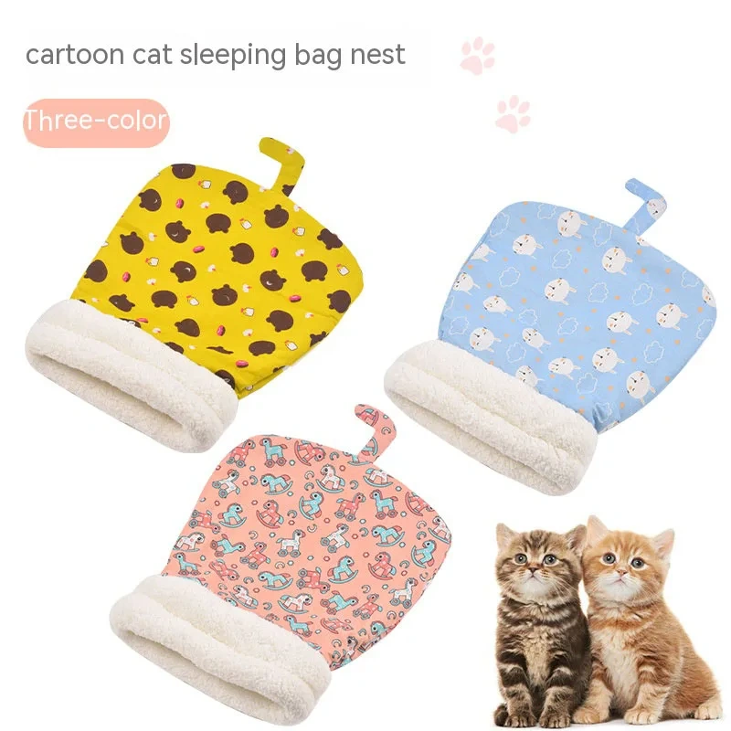Lamb Plush Thickened Pocket New Winter Linen Sleeping Bag Cat Nest Cat Sleeping Bag Cartoon Sleeping Bag Cat Nest Winter Limited