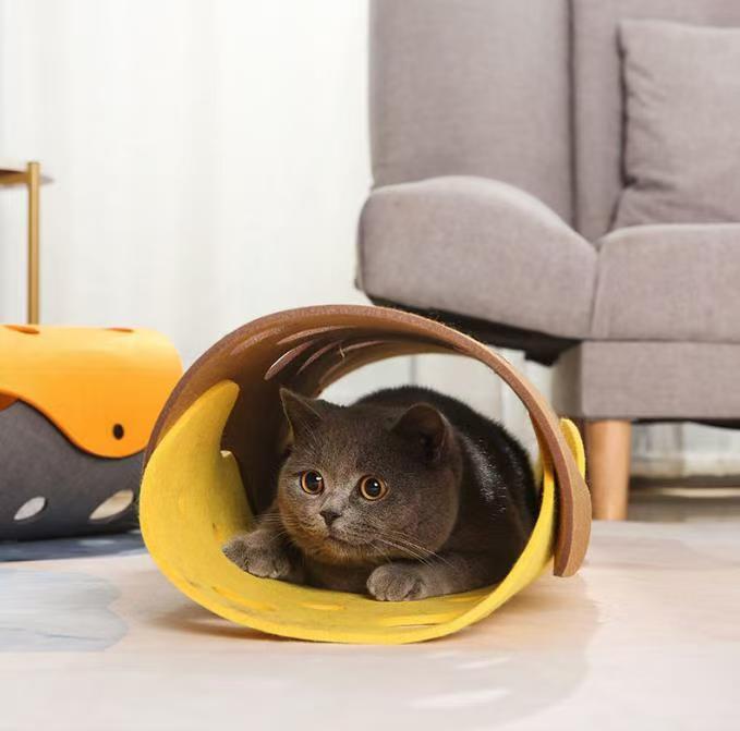 1PC Cat Tunnels Bed Foldable Pet Tunnel Tube Bed with Holes DIY Cats Play Mat Cat Activity Rug Toy for Interactive