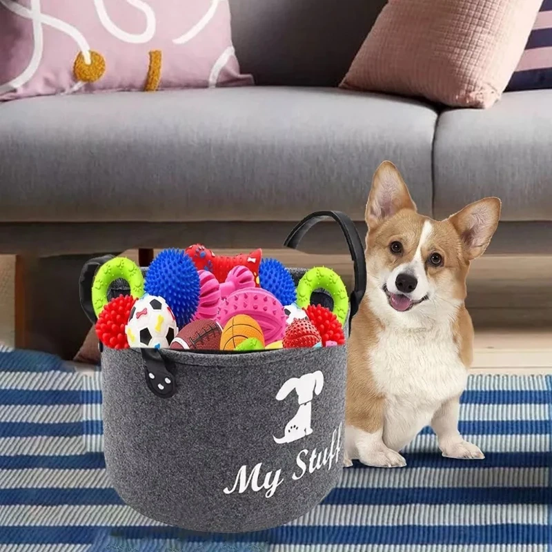 2024 New Pet Toy Storage Basket Bin Large Capacity Foldable Dog Cat Clothes Snacks- Sundries Box with Reinforced Pet Supplies