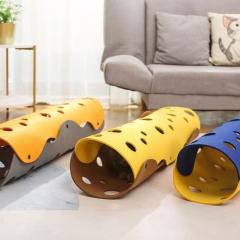 1PC Cat Tunnels Bed Foldable Pet Tunnel Tube Bed with Holes DIY Cats Play Mat Cat Activity Rug Toy for Interactive