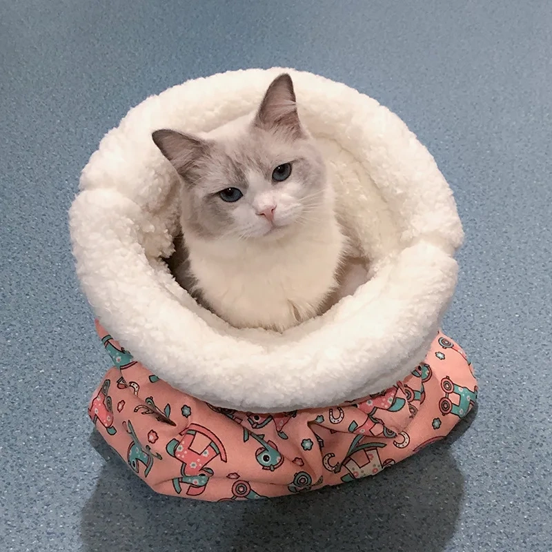 Lamb Plush Thickened Pocket New Winter Linen Sleeping Bag Cat Nest Cat Sleeping Bag Cartoon Sleeping Bag Cat Nest Winter Limited