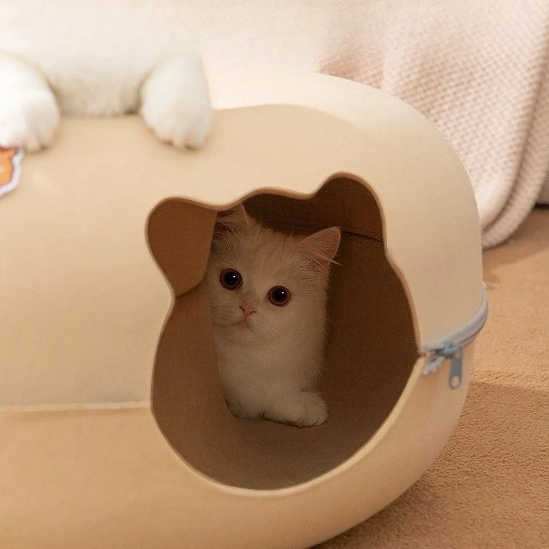 Felt cat bed Donut Pet Tunnel Nest Interactive Toys Dual-use Kitten Sports Equipment Cat Training Toy Cat House