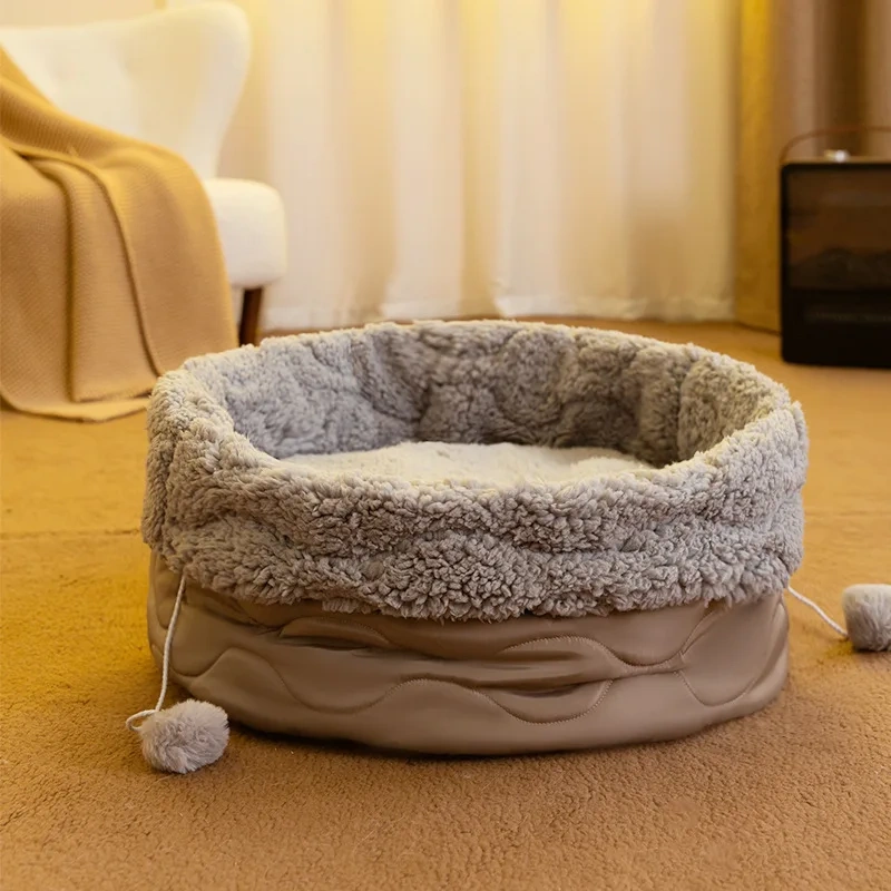 Cat Bed Round Plush Fluffy Hooded Cat Bed Cave, Cozy for Indoor Cats or Small Dog beds, Doughnut Calm Anti-nxiety Dog Bed