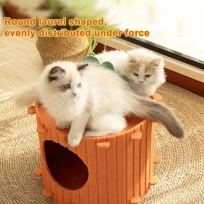 Cute Orange Carrot Felt Cat House Semi-enclosed Four-season Universal Tunnel Drill Felt Pet Sleeping Resting Playing House