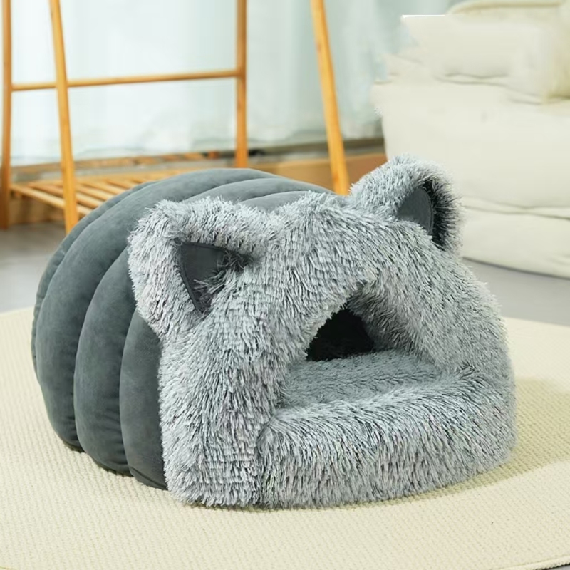 Cat Cave Bed Soft Washable Semi Enclosed Self Warming Pet Bed Sleeping Bag for Rabbits Small Animal Kittens Chihuahua Ferrets
