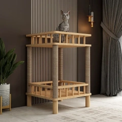 Wooden Cats Lair Scratchers Tree Claw Beds and Furniture Scratching Post Toys Cat Supplies Accessories Hiding House for Cat