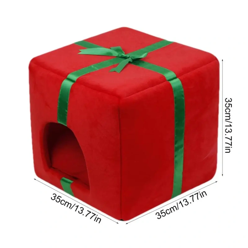 Christmas Dog Cat Bed House Christmas Tree Shape Pet Cat Home Warm Sleeping Nest Dog Cat Soft Warm Removable Kennel Pet Supplies
