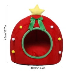 Christmas Dog Cat Bed House Christmas Tree Shape Pet Cat Home Warm Sleeping Nest Dog Cat Soft Warm Removable Kennel Pet Supplies