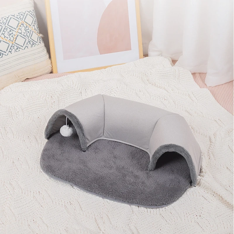 Cat Tunnel and Bed Toy Set Comfortable Portable Kitty Training Cat Cave with Ball for Indoor Cat Bunny Outdoor Kitten Rabbit