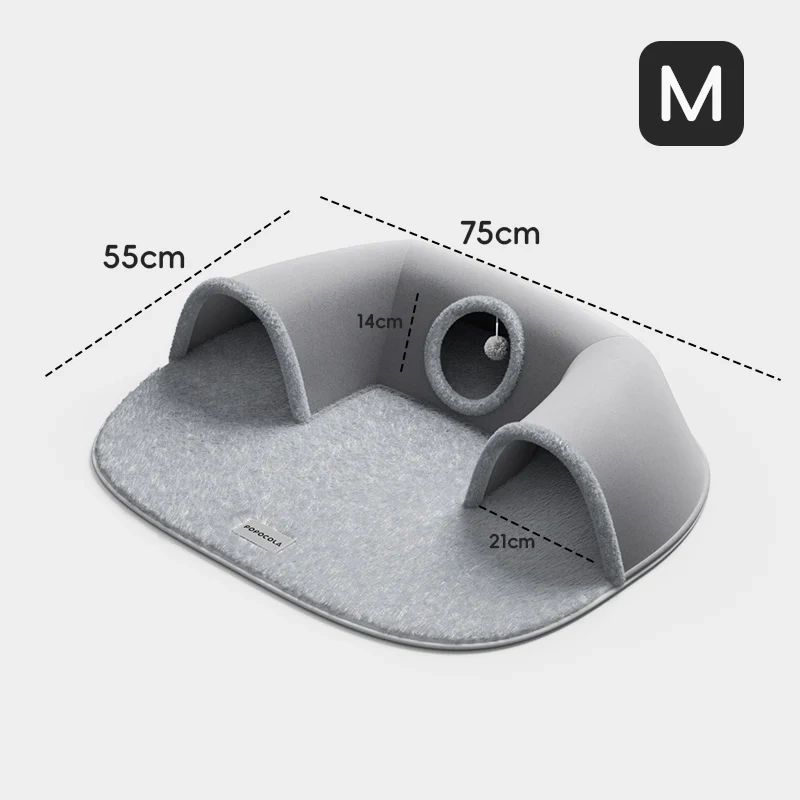 Comfy Cat Mat with Playful Tunnel, Furry Blanket for Extra Warmth and Snuggly Feeling
