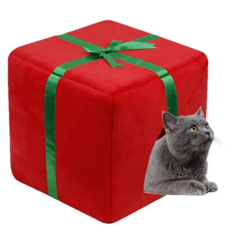 Christmas Dog Cat Bed House Christmas Tree Shape Pet Cat Home Warm Sleeping Nest Dog Cat Soft Warm Removable Kennel Pet Supplies