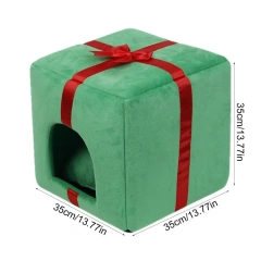 Christmas Dog Cat Bed House Christmas Tree Shape Pet Cat Home Warm Sleeping Nest Dog Cat Soft Warm Removable Kennel Pet Supplies