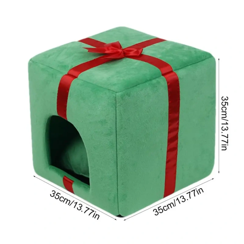 Christmas Dog Cat Bed House Christmas Tree Shape Pet Cat Home Warm Sleeping Nest Dog Cat Soft Warm Removable Kennel Pet Supplies