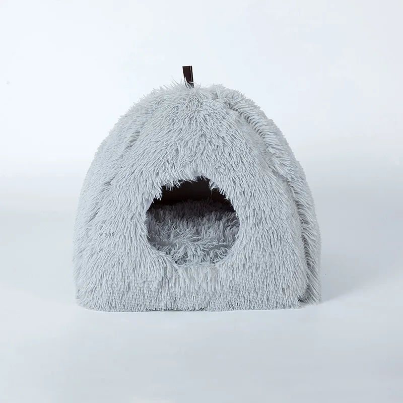 Long Haired High-quality Sponge Triangular Nest Cat Nest Winter Warm Closed Cat Bed Pet Nest Deep Sleep Cat House Dog Nest