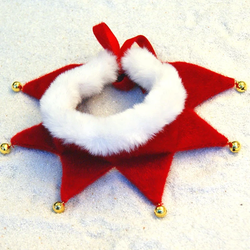Christmas Holiday Dress Up Bibs for Pet | Cat Accessories Xmas Red Green Plush Scarf with Bell Cute New Year Necklace Costume