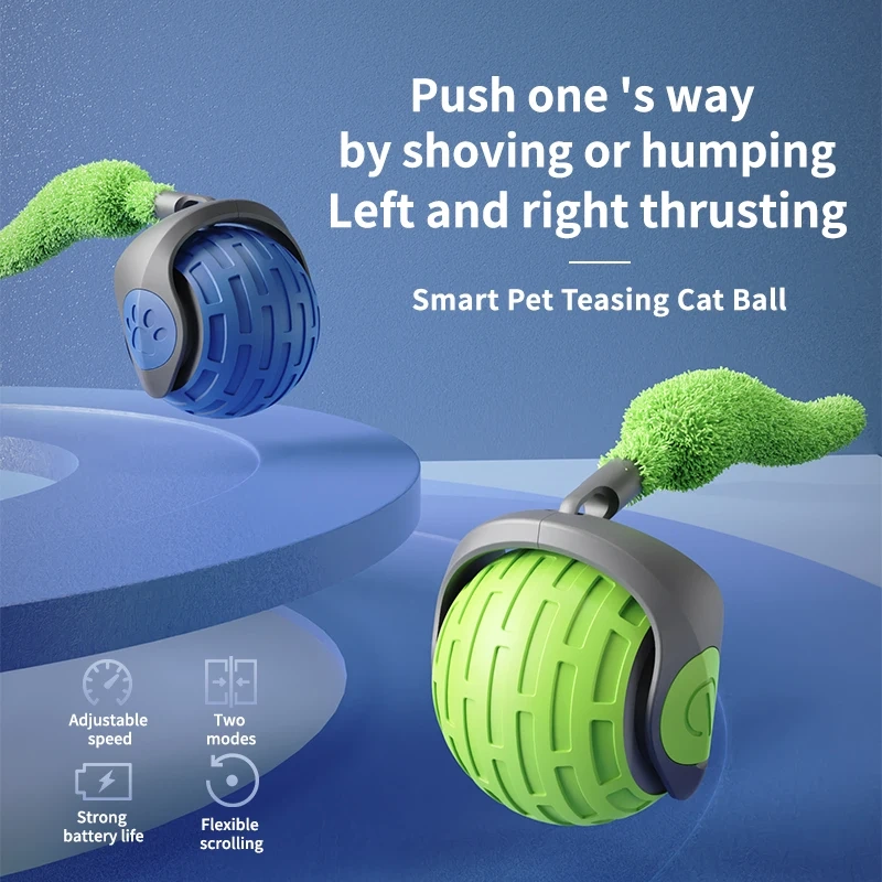 Cat Interactive Ball Toys Automatic Rolling Ball Faux Tail Rechargeable Smart Pet Electric Toy Dog Cat Training Imitate Mouse