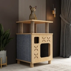 Wooden Cats Lair Scratchers Tree Claw Beds and Furniture Scratching Post Toys Cat Supplies Accessories Hiding House for Cat