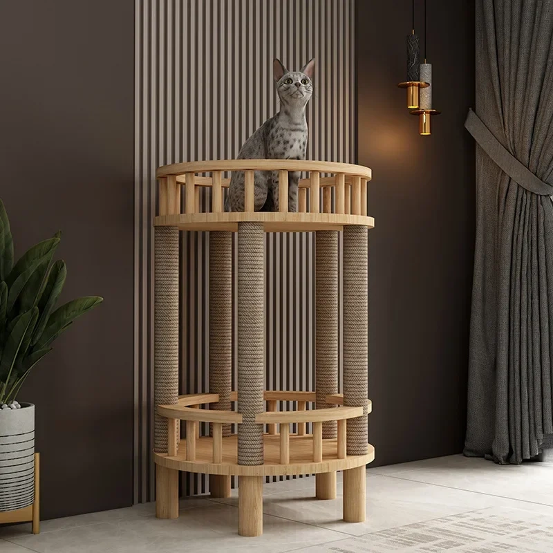 Wooden Cats Lair Scratchers Tree Claw Beds and Furniture Scratching Post Toys Cat Supplies Accessories Hiding House for Cat