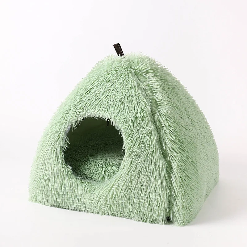 Long Haired High-quality Sponge Triangular Nest Cat Nest Winter Warm Closed Cat Bed Pet Nest Deep Sleep Cat House Dog Nest