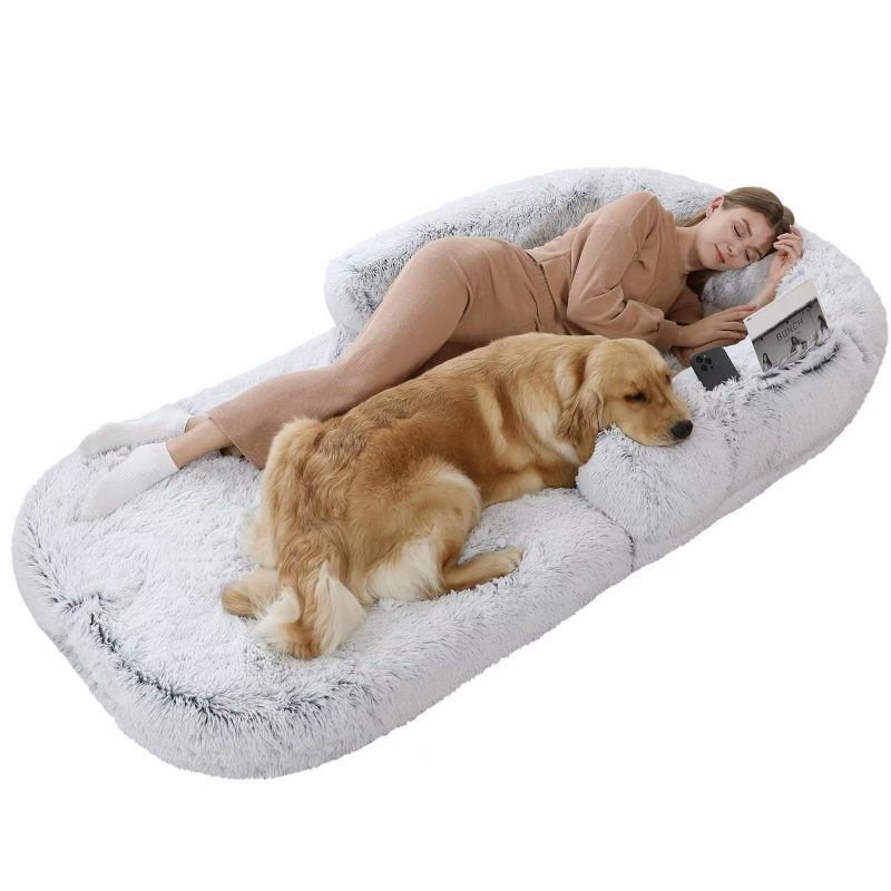 Human Dog Bed, 74"x43"x9" Dog Beds for Large Dogs, Foldable Plush Washable Dog Beds