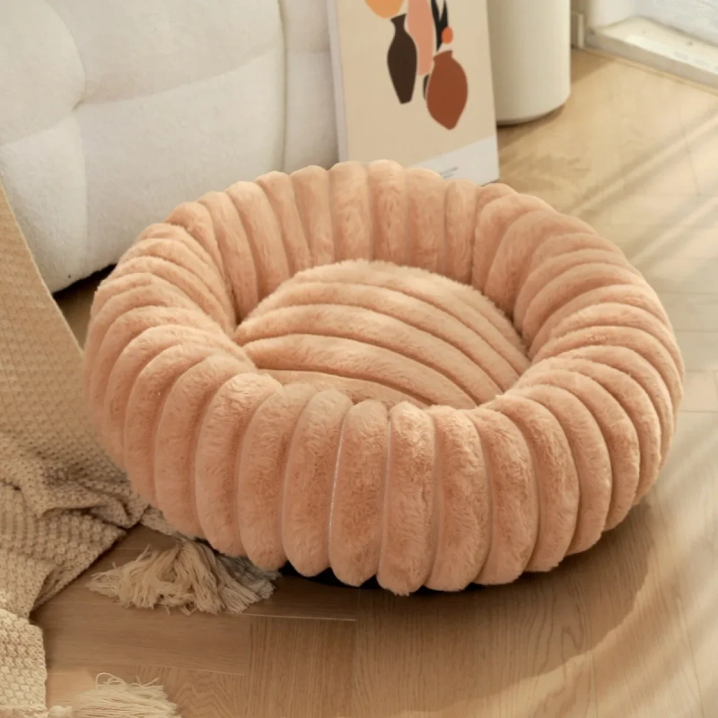 New Pet Dog Nests Winter Thickened Warm Circular Rabbit Plush Dog Nests Home Cat and Dog Mattresses Pet Sleeping Accessories