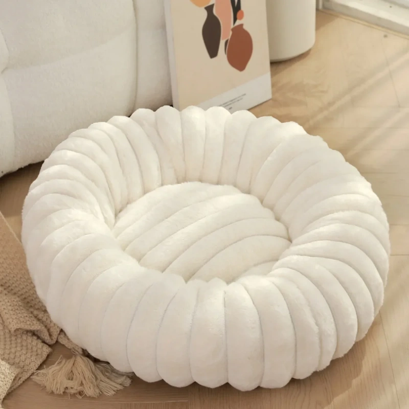 New Pet Dog Nests Winter Thickened Warm Circular Rabbit Plush Dog Nests Home Cat and Dog Mattresses Pet Sleeping Accessories