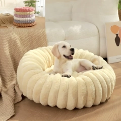 New Pet Dog Nests Winter Thickened Warm Circular Rabbit Plush Dog Nests Home Cat and Dog Mattresses Pet Sleeping Accessories