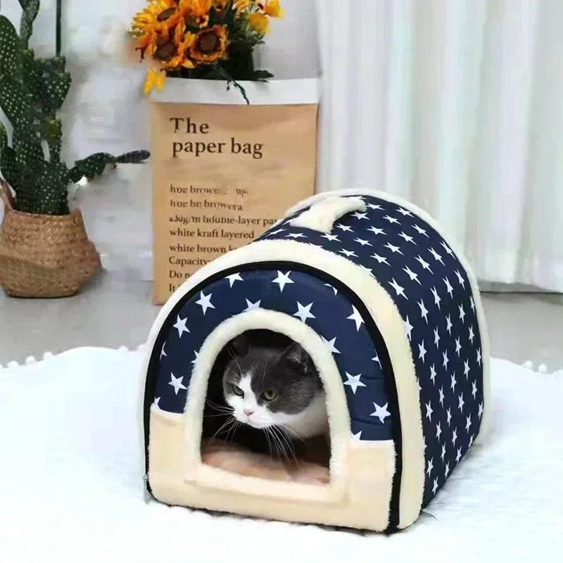 Foldable Dog House Kennel Bed Mat for Small Medium Dogs Cats Winter Warm Cat Bed Nest Pet Products Basket Pets Puppy Cave Sofa