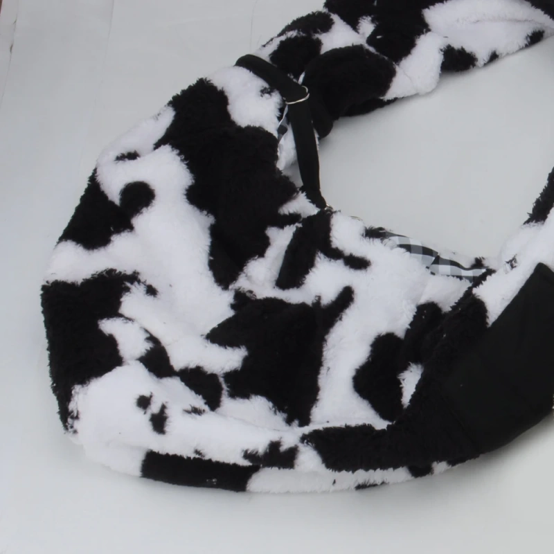 Autumn Winter Plush Pet Bag Cow Carrier Cat Inclined Shoulder Bag Puppy Kitten Travel Small Dog Crossbody Bags