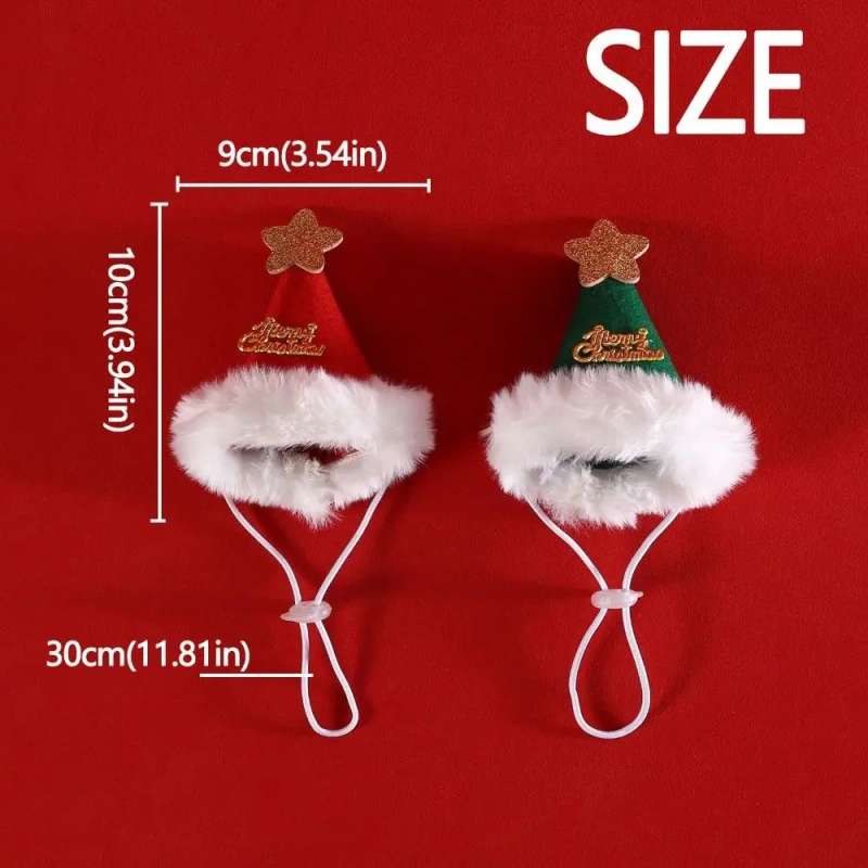 2Pcs Cute Kitten Dress Up Accessories Christmas Tree Bat Triangle Scarf Cat Christmas Bib Hat Set Santa Claus Felt Dog Headwear
