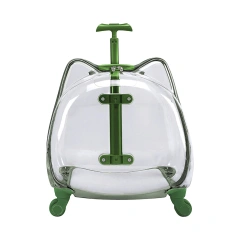 Cat Carrier with Wheels Transparent Pet Trolley Case Telescopic Rod Spacious Breathable Pet Trolley for Hiking Travel