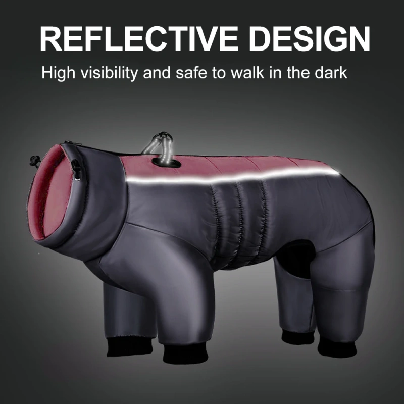 Reflective Big Dog Jacket Winter Warm Dog Clothes for Medium Large Dogs Waterproof Pet Coat Labrador Greyhound Vest Overalls