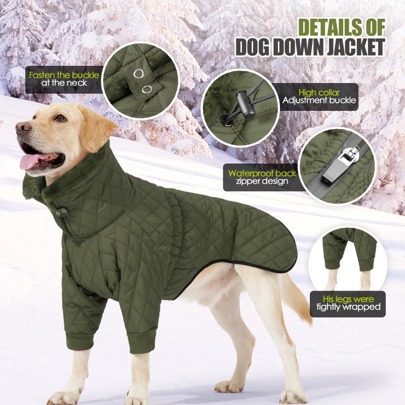 Waterproof Fur Collar Dog Jacket Winter Warm Fleece Dog Clothes for Small Media Large Dogs Puppy Golden Retriever Vest Pug Coat